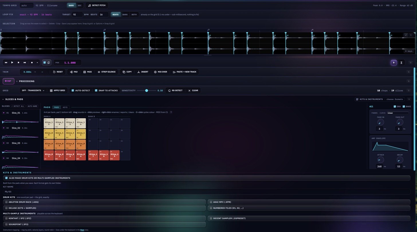 Array Studio Edit room: slices, pads, kits and multi-sample instruments