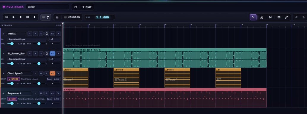 Make: multitrack session with DrumSmyth, Chord Spire and Double Scoop