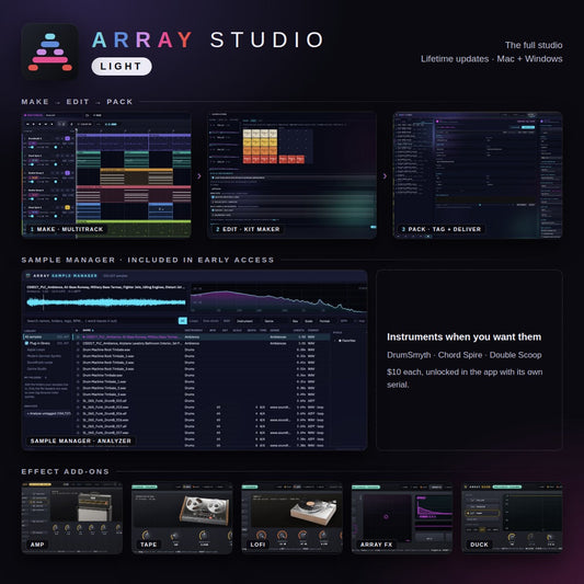 Array Studio Light: Make, Edit, Pack, Sample Manager and effect add-ons