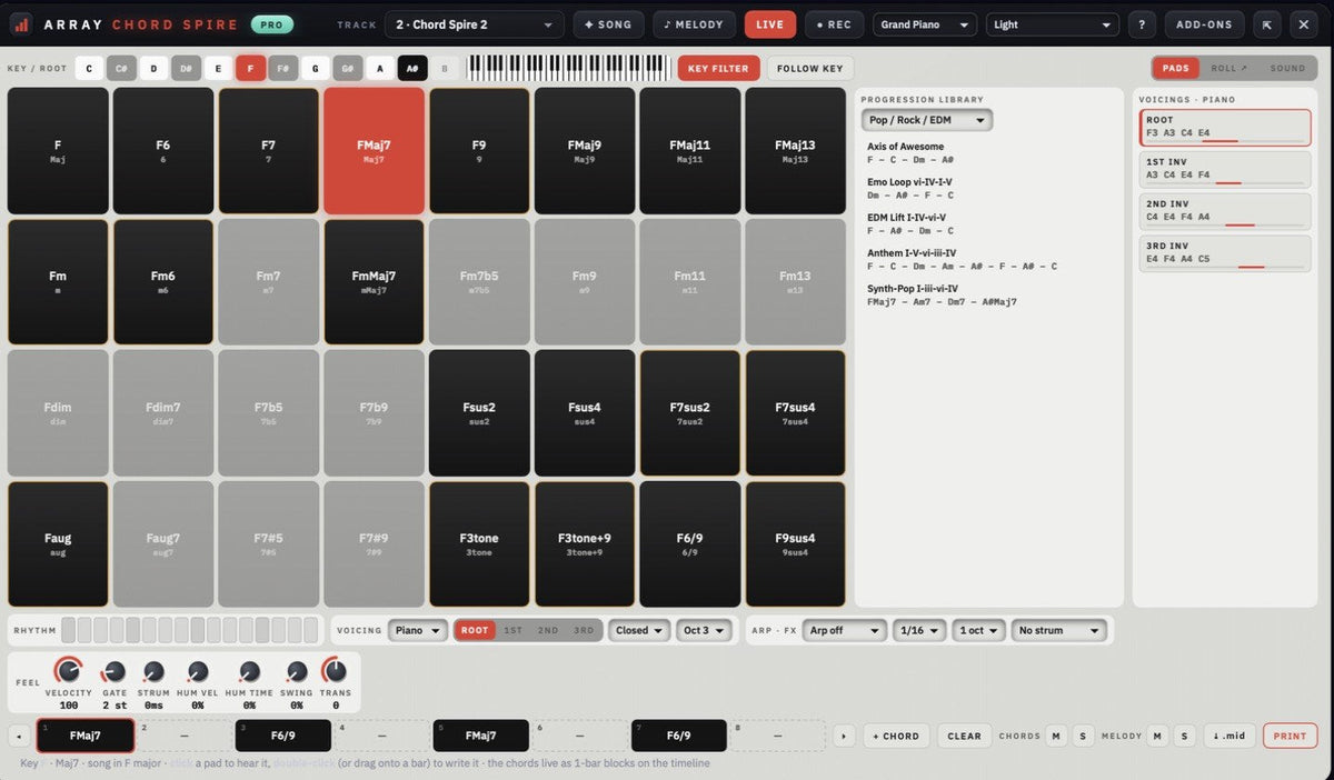 Chord Spire pads, progressions and voicings