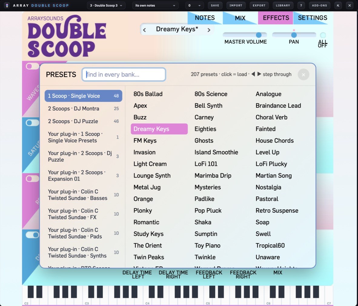 Double Scoop preset browser